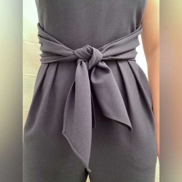 Eliza J Front Tie Sleeveless Jumpsuit Navy - Picture 7 of 10